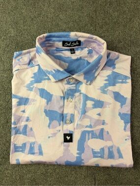 Bad Birdie Mens Short Sleeve Camo Golf Polo Shirt Size L Multicolor